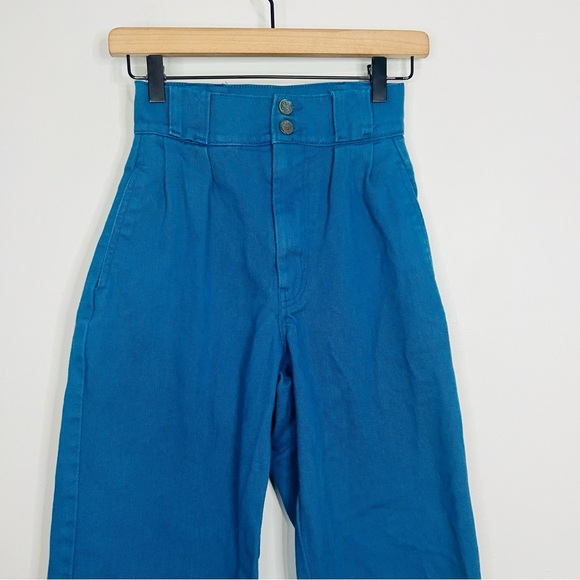 Lucy & Yak Blue Logan Straigh Wide Leg Pants size 24 - Picture 3 of 9